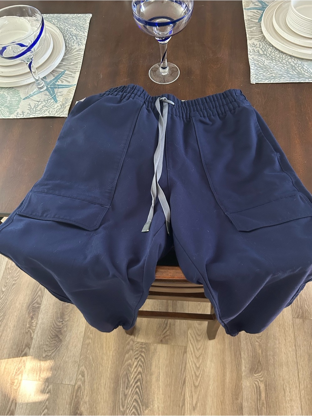 Navy Cargo Drawstring scrub pants